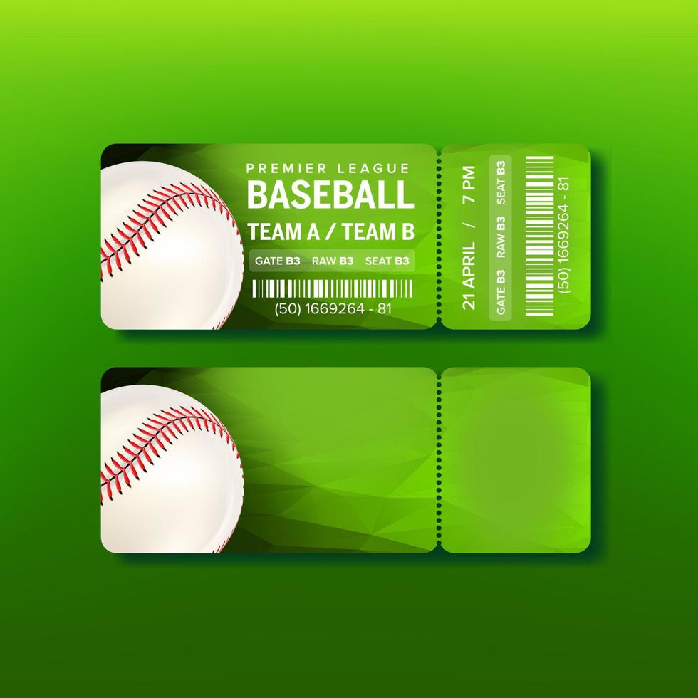 Ticket On Premier League Of Baseball Game Vector
