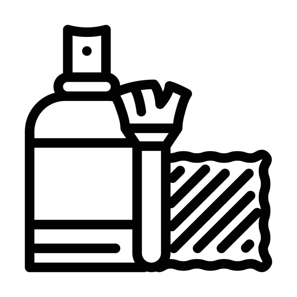 ilustración de vector de icono de línea de kit pequeño de limpieza