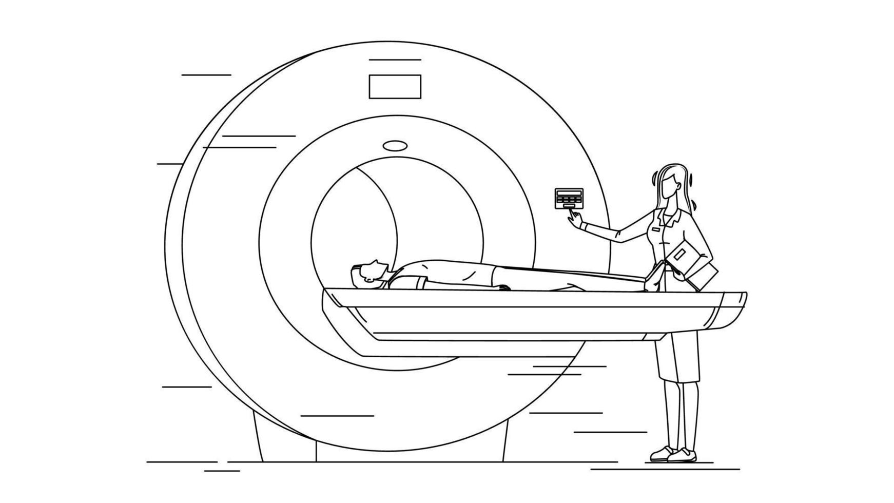 Nurse Preparing Patient For Mri Scan Test Vector