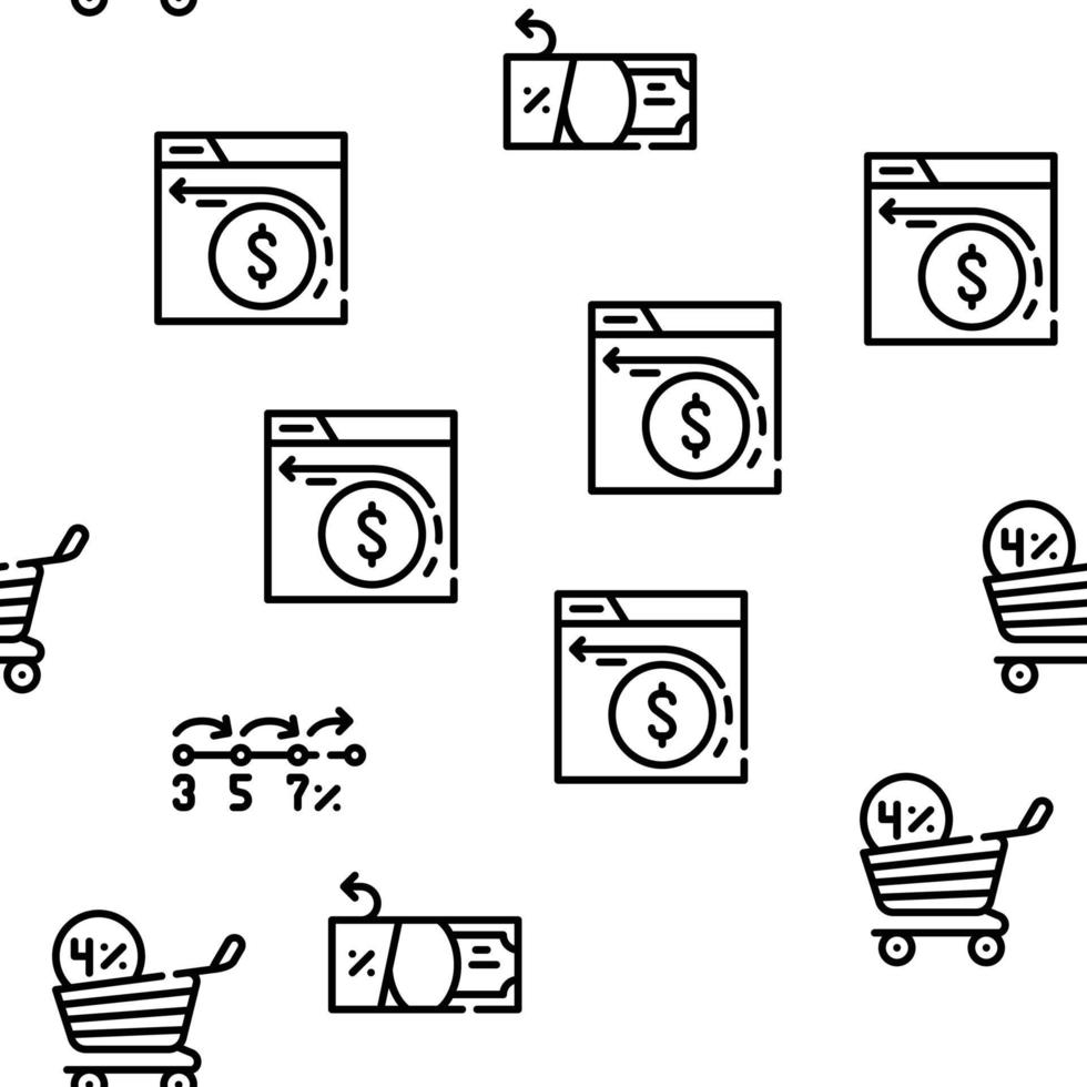 Cashback Money Service Vector Seamless Pattern