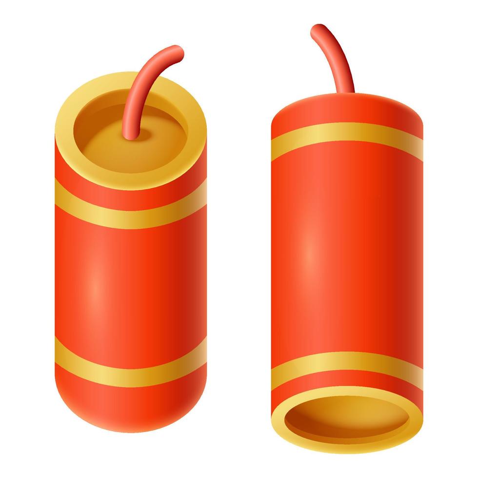 Chinese Firecracker. 3D illustration of Chinese new year firecracker. Vector Illustration