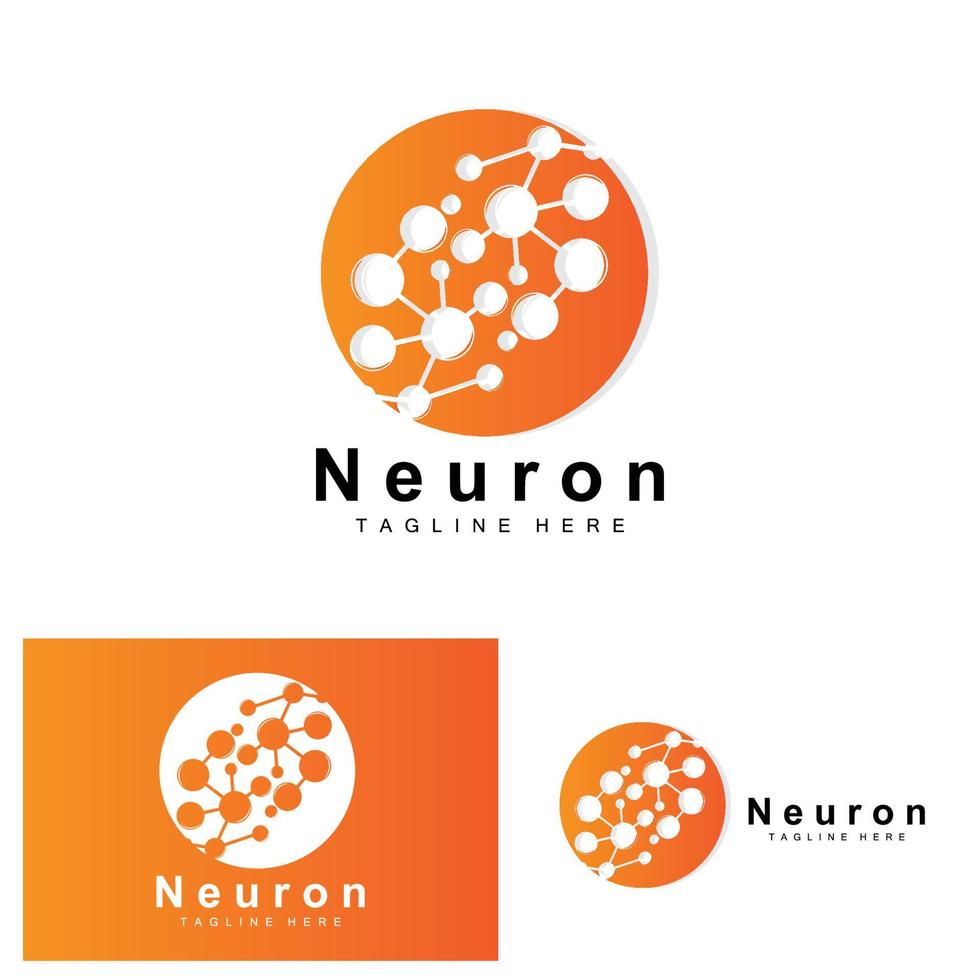 Neuron Logo Design Vector nerve cell illustration Molecular DNA health brand
