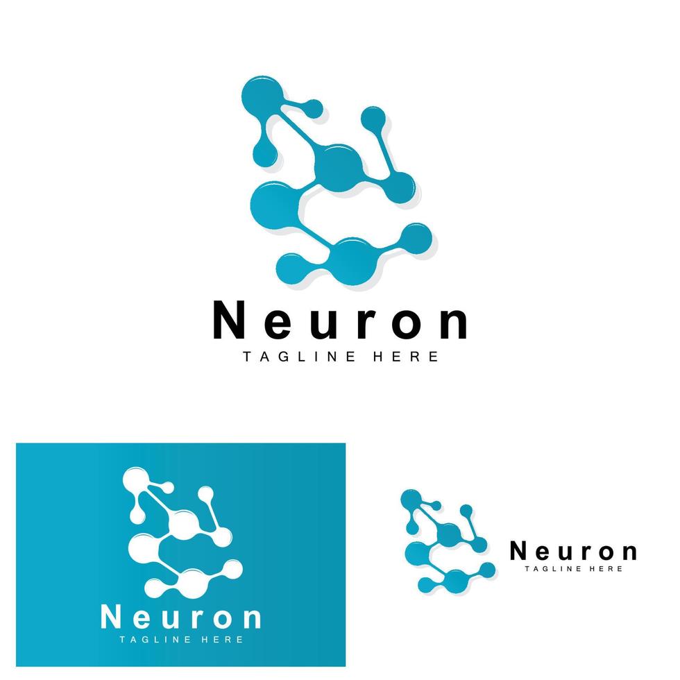 Neuron Logo Design Vector nerve cell illustration Molecular DNA health brand