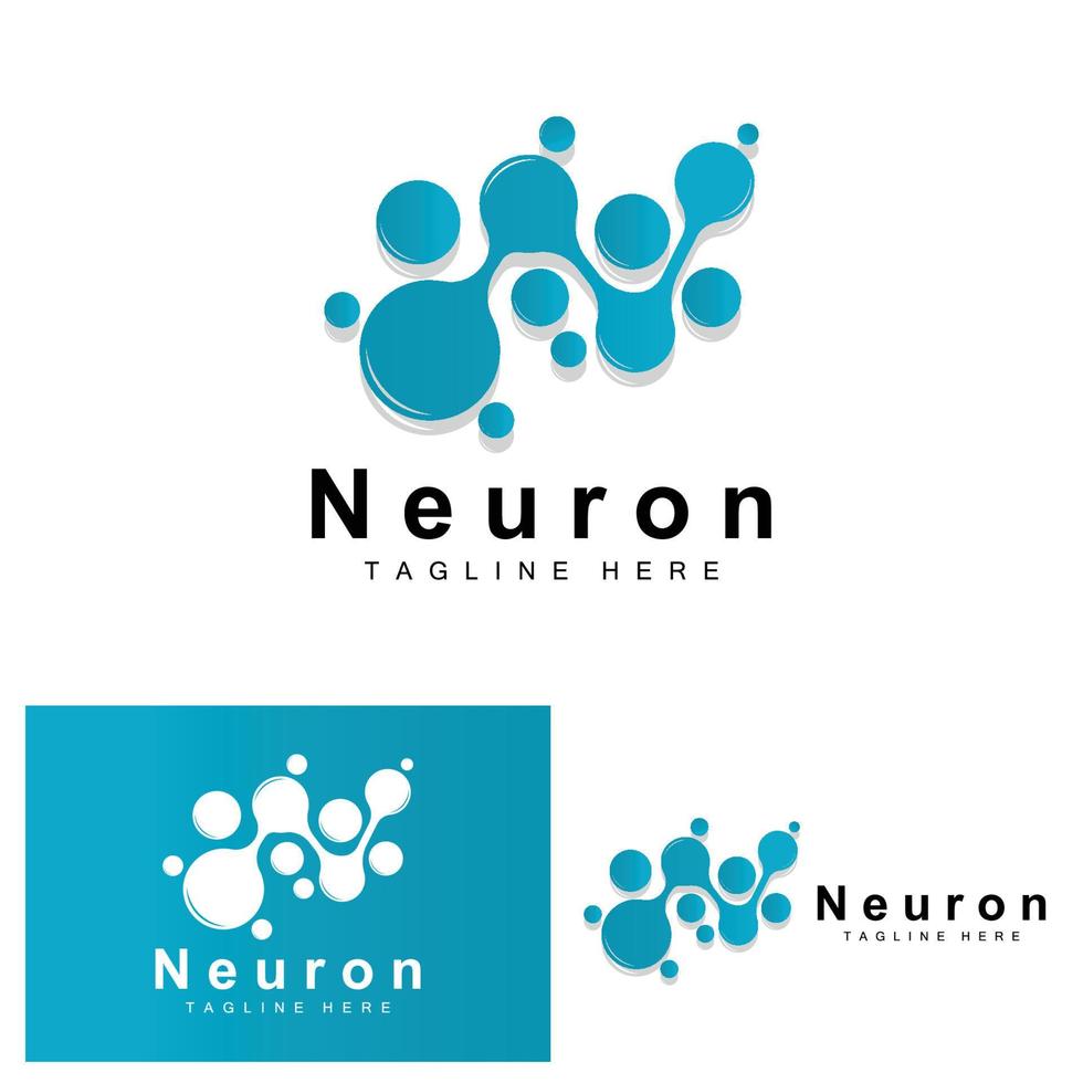 Neuron Logo Design Vector nerve cell illustration Molecular DNA health brand