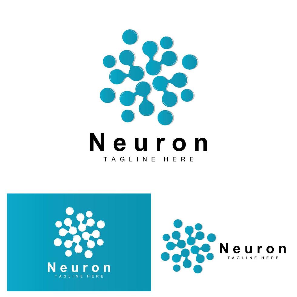 Neuron Logo Design Vector nerve cell illustration Molecular DNA health brand