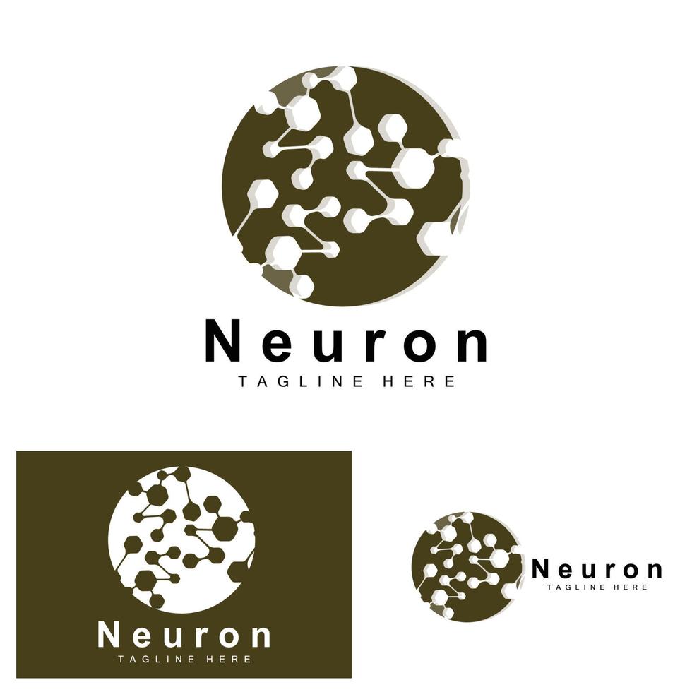 Neuron Logo Design Vector nerve cell illustration Molecular DNA health brand