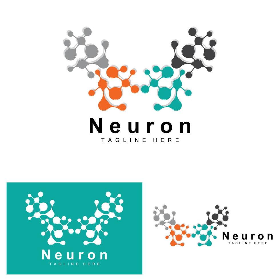 Neuron Logo Design Vector nerve cell illustration Molecular DNA health brand