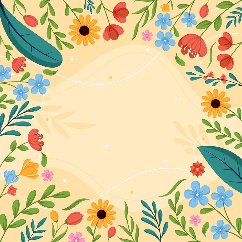 fondo de borde floral de primavera vector