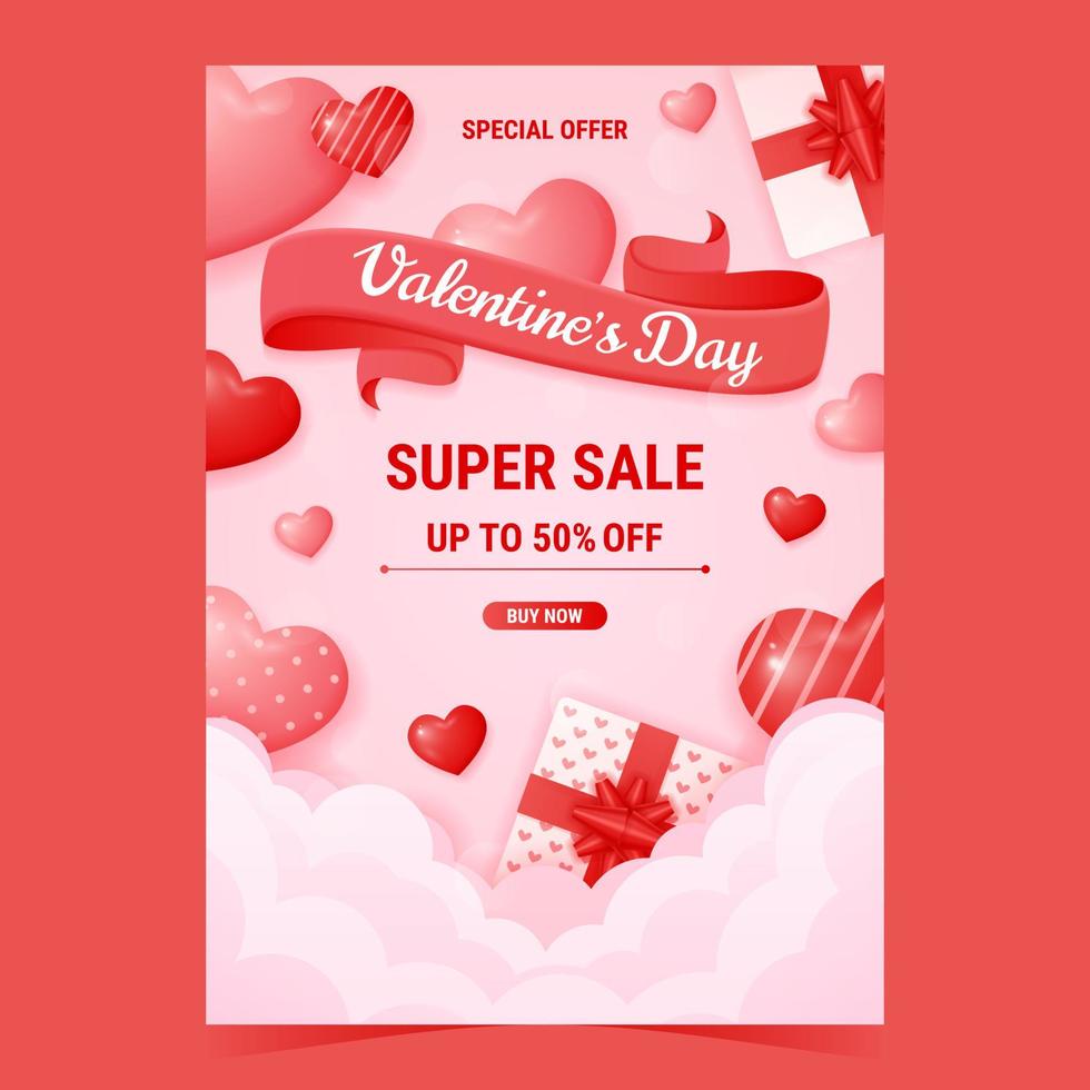 Valentine's Day Sale Poster Template vector