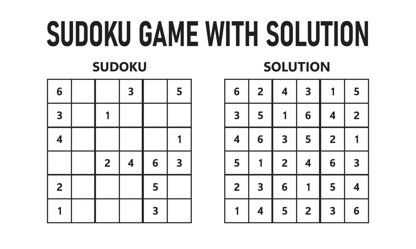 Juego de sudoku con solución. juego de rompecabezas sudoku con números. se puede utilizar como un juego educativo. rompecabezas de lógica para niños o juego de ocio para adultos. vector