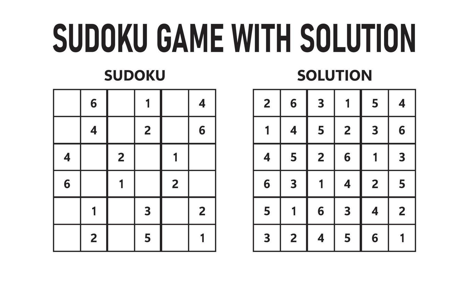 Sudoku game with solution. Sudoku puzzle game with numbers. Can be used as an educational game. Logic puzzle for kids or leisure game for adults. vector