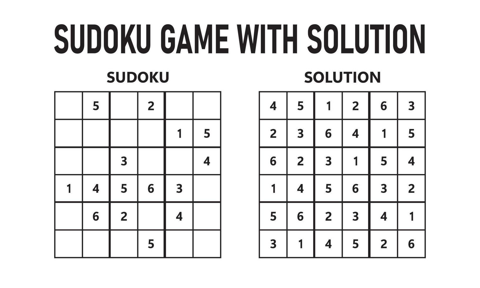 Juego de sudoku con solución. juego de rompecabezas sudoku con números. se puede utilizar como un juego educativo. rompecabezas de lógica para niños o juego de ocio para adultos. vector