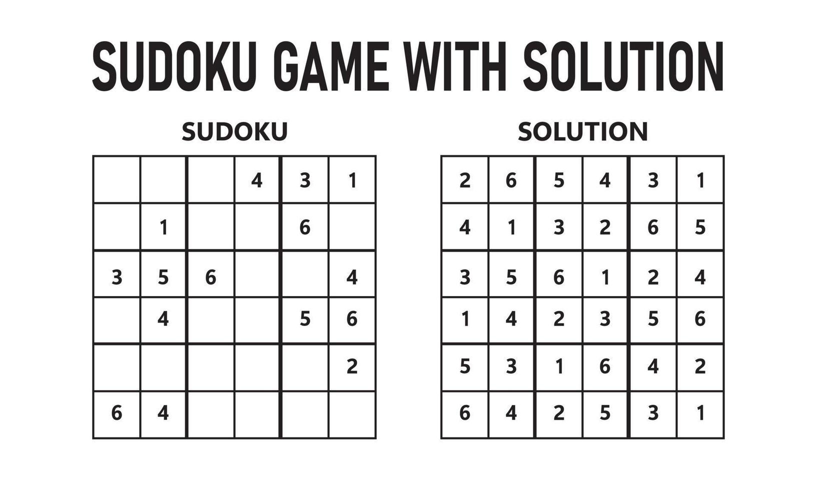 Juego de sudoku con solución. juego de rompecabezas sudoku con números. se puede utilizar como un juego educativo. rompecabezas de lógica para niños o juego de ocio para adultos. vector