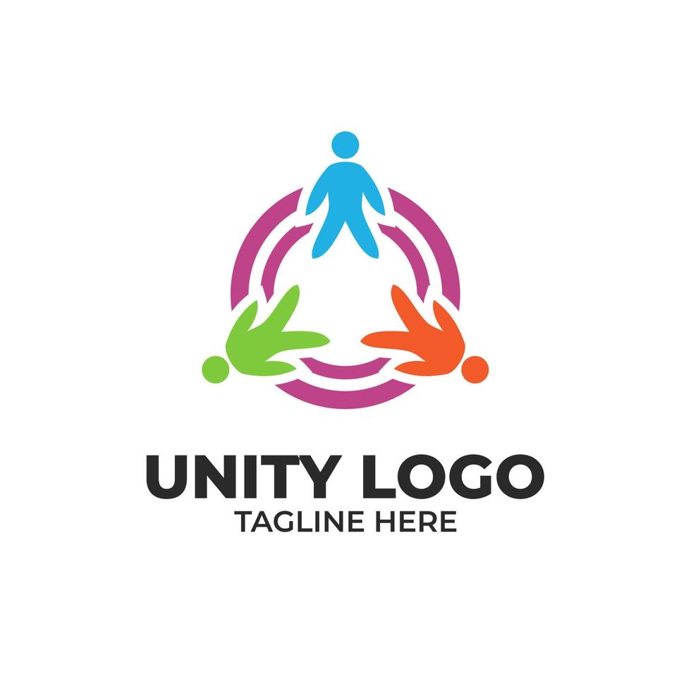 Unity Logo. togetherness and community design, social connection icon, logo template unity of people. union logo vector template