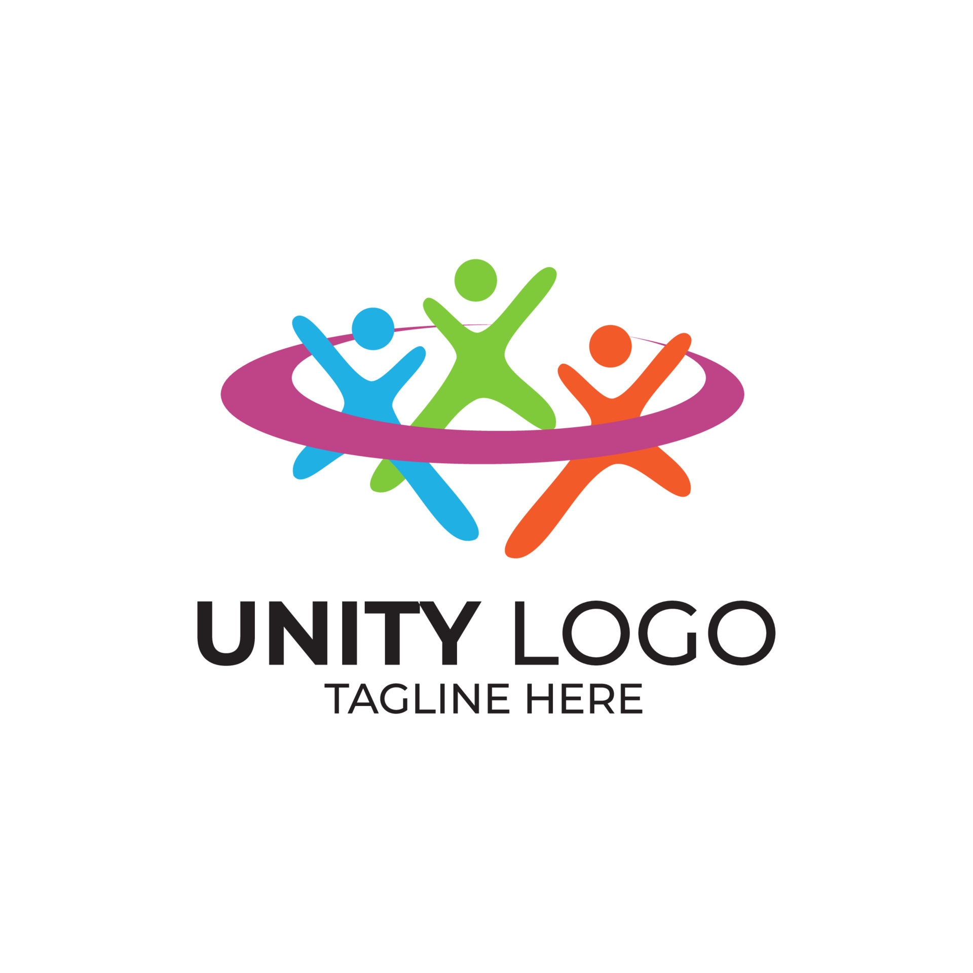 Unity Logo. togetherness and community design, social connection icon ...