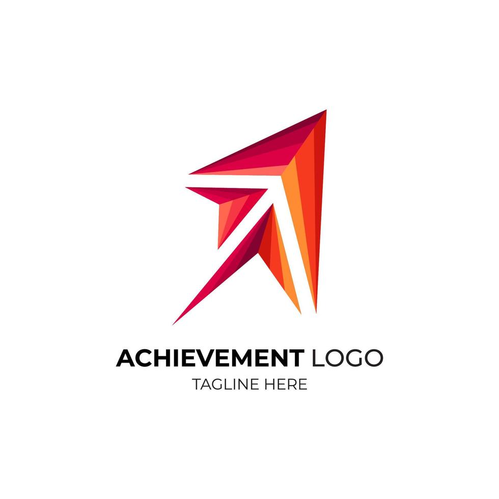 Achivement logo template. logo goes up. to victory. go to the top vector