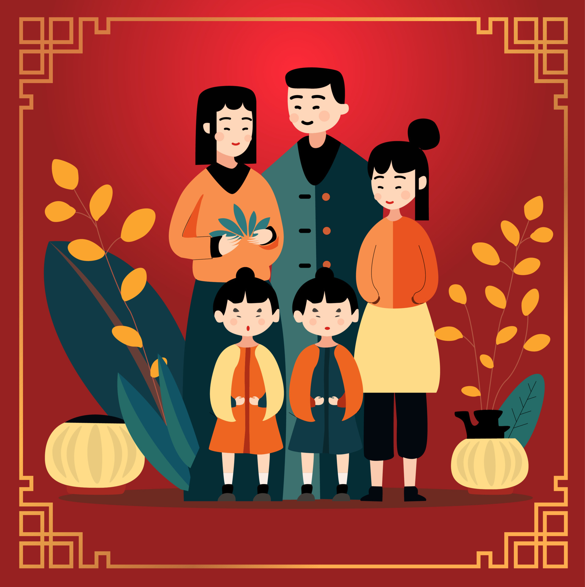 A Chinese family celebrates the Chinese New Year with joy and laughter