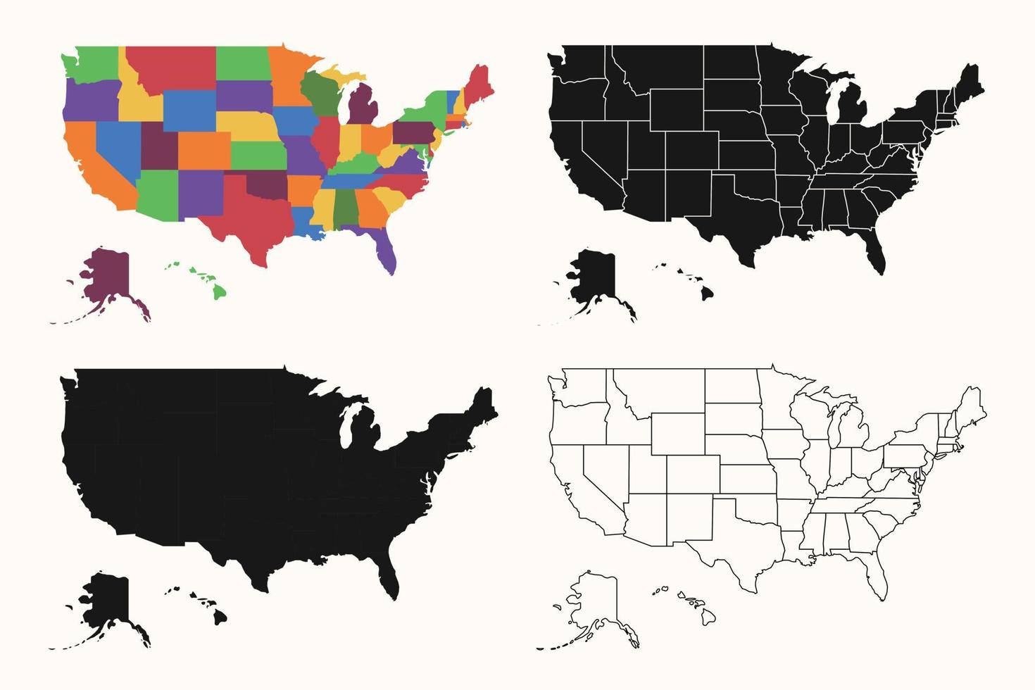 USA map with federal states. United states different map design. Isolated vector illustration.