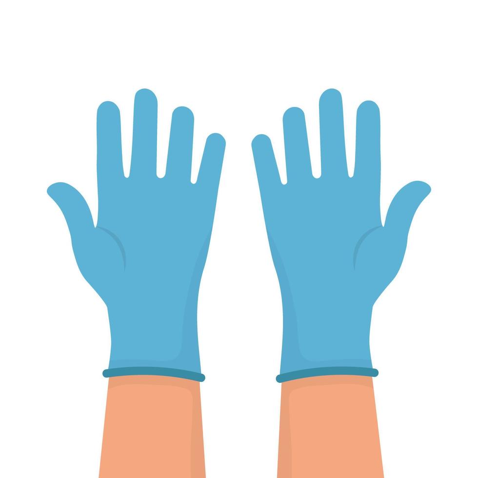 Cleaning gloves. Blue glove fitted to protect the skin from viruses, germs and bacteria. Isolated vector illustration.