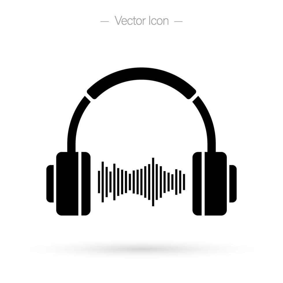 Headphone icon with sound wave pulse. Minimal design to isolated vector. vector