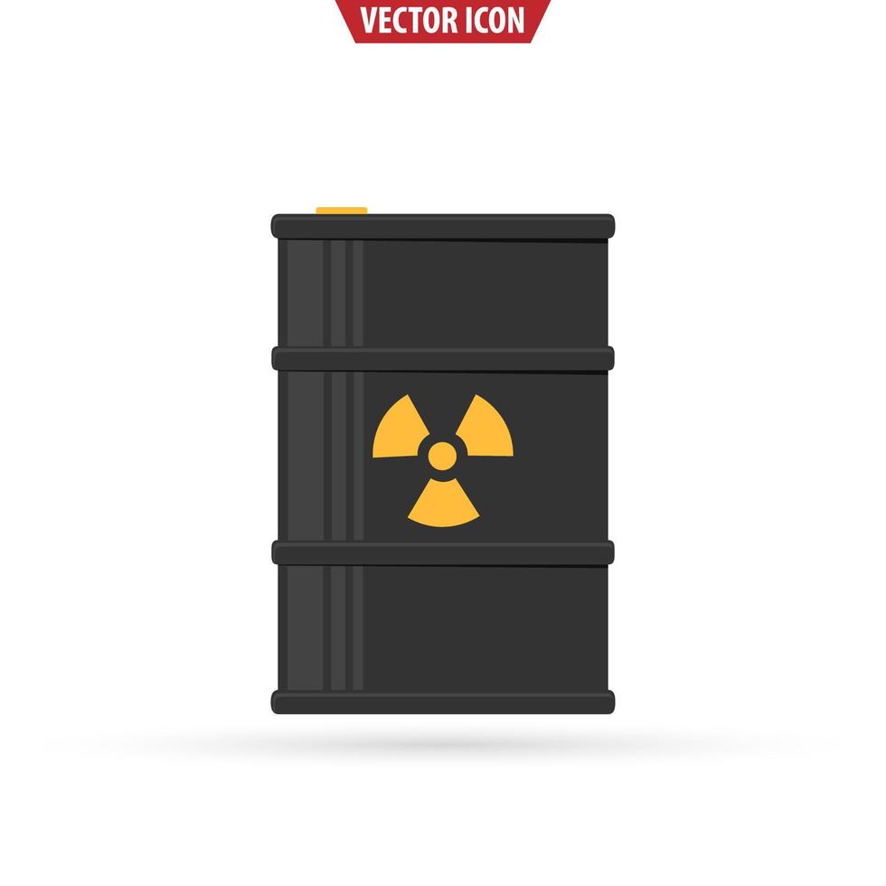 Barrel with nuclear pollution. Hazardous substance concept. Vector illustration.