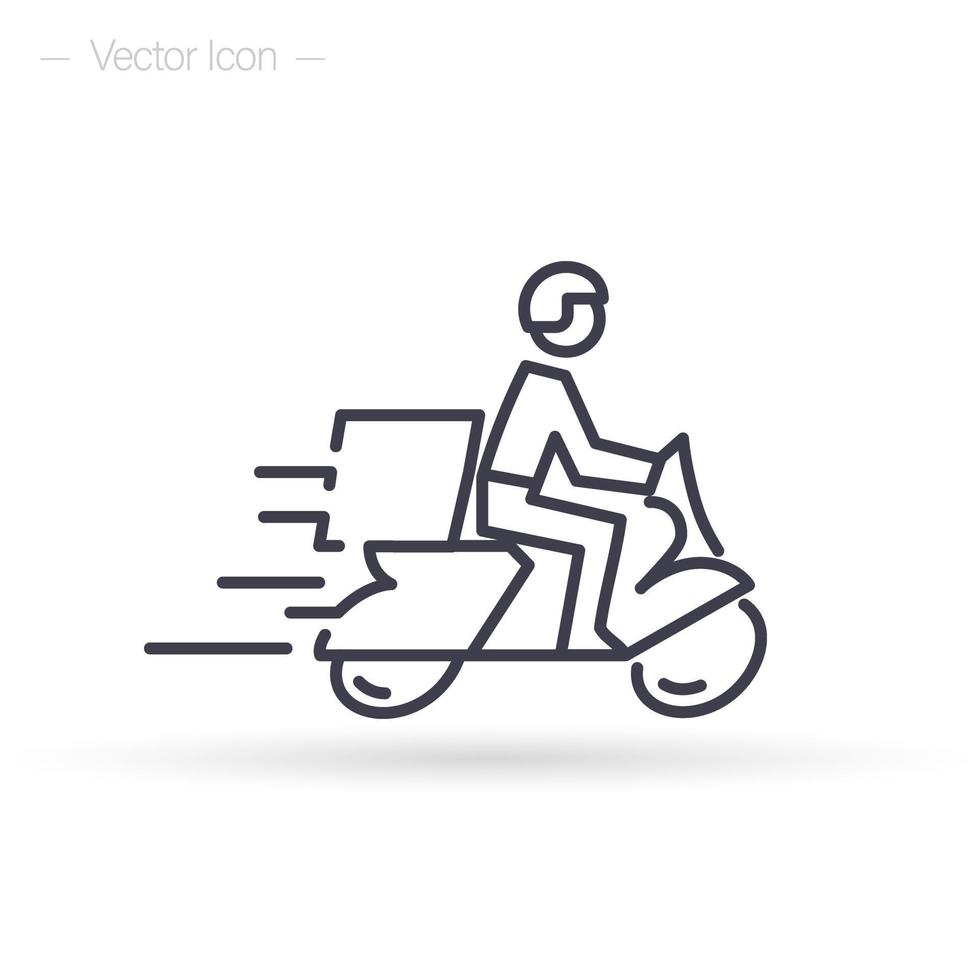 envío de motocicletas entrega rápida. scooter de servicio de mensajería. ilustración vectorial aislada. vector