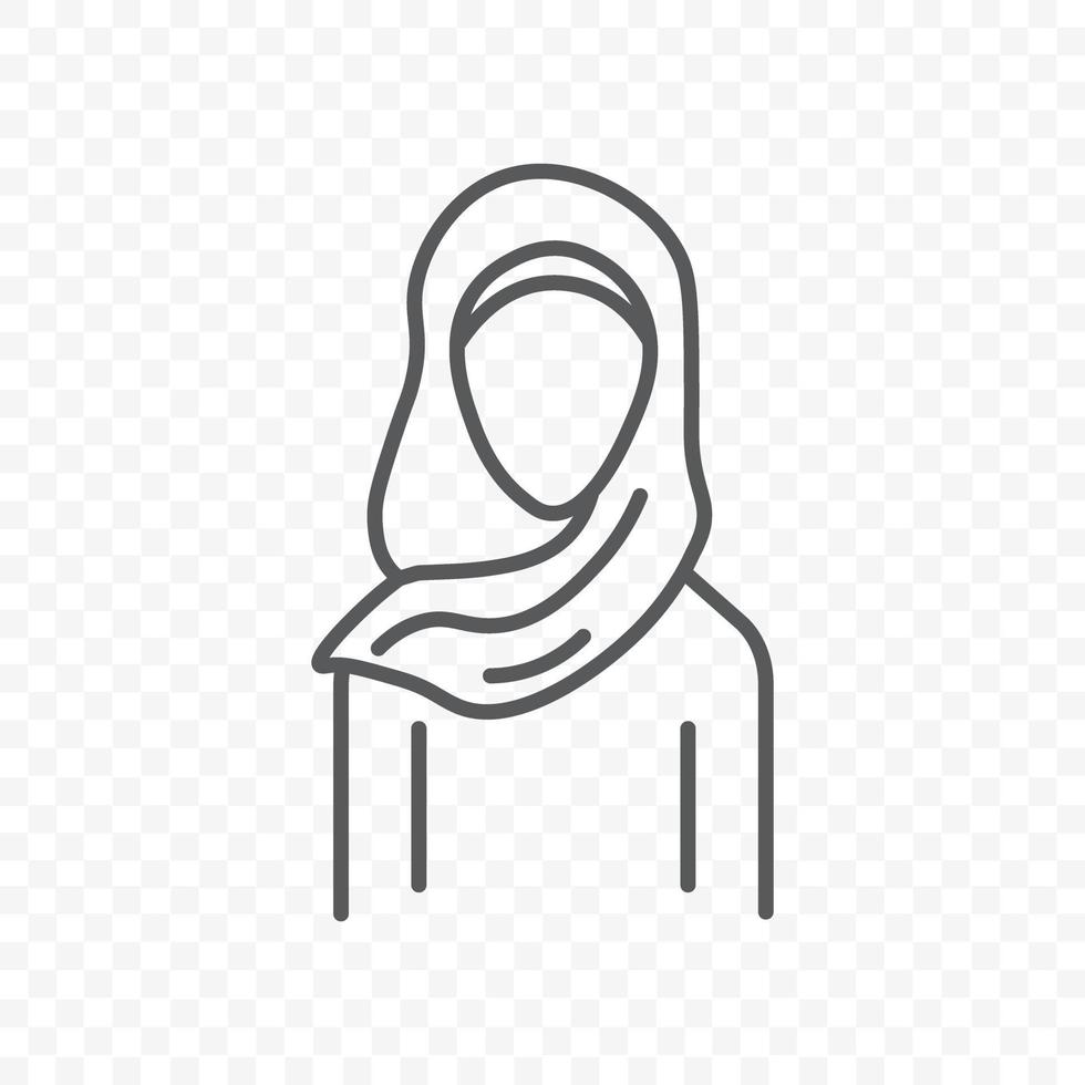 mujer musulmana hijab mujer plana e icono de línea. ilustración vectorial aislada sobre fondo blanco. vector