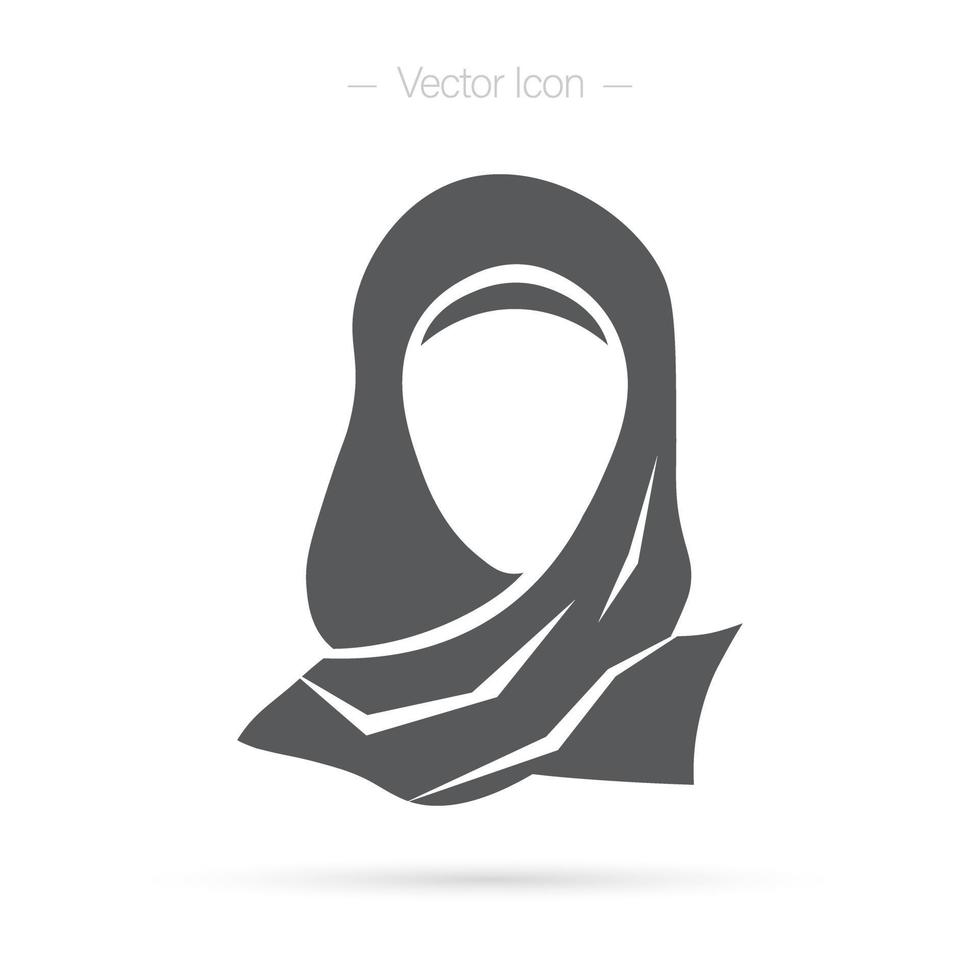 Muslim woman. Hijab woman flat and line icon. Isolated vector illustration on white background.