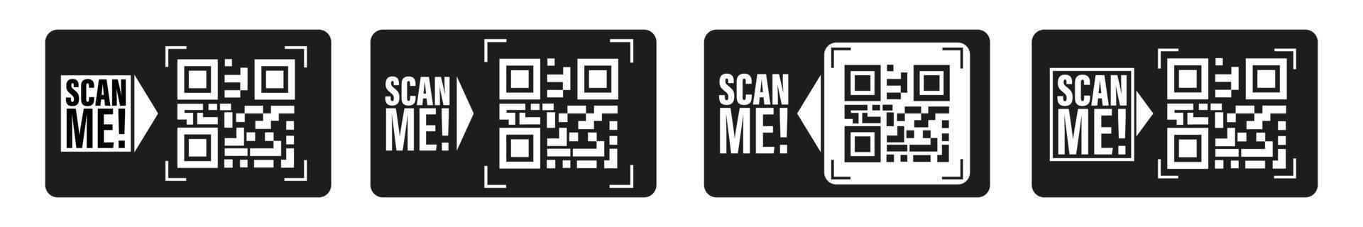 Qr code for payment. QR code for smartphone. Isolated vector illustration. Inscription scan me with smartphone icon
