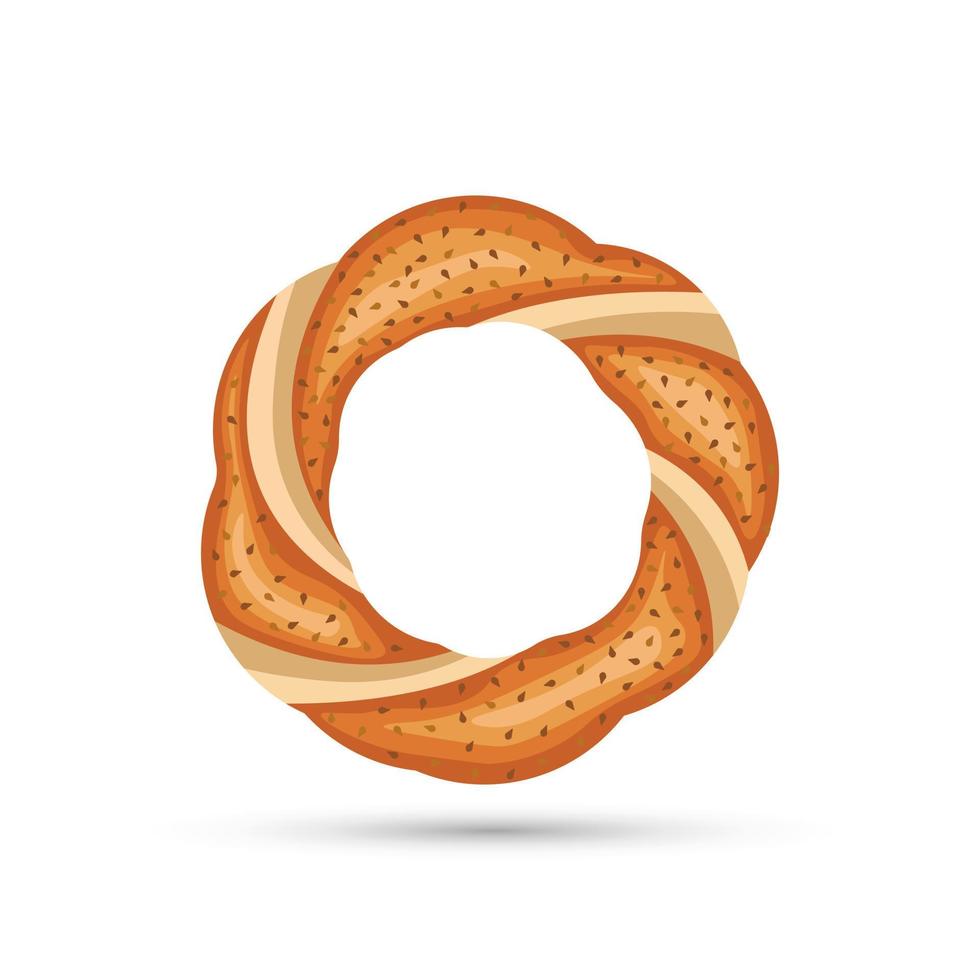 Turkish traditional sesame bagel. Isolated vector illustration.