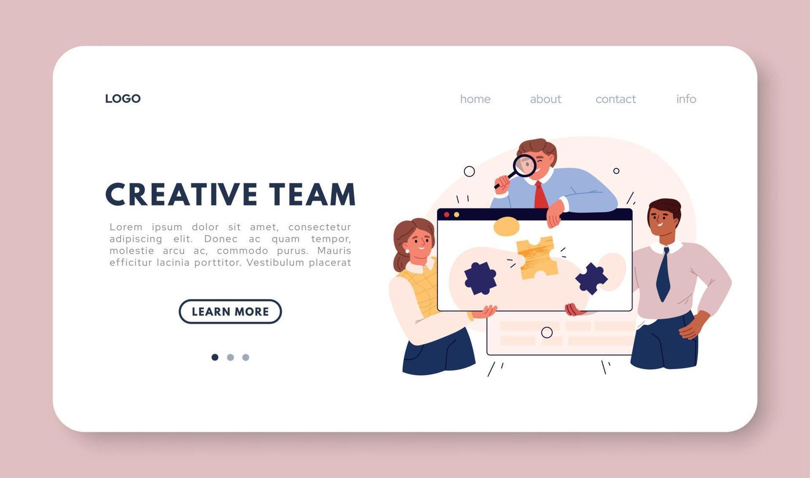 Team work with puzzle. Connect of people in project. Business concept.Flat vector illustration