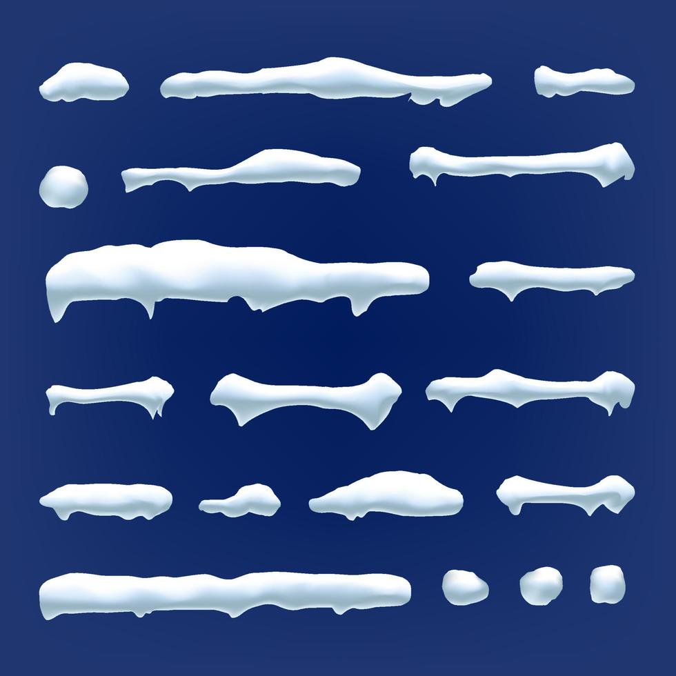 Snow Drift Vector. Snowballs, Snowdrift. New Year Winter Ice Element. Realistic Snow Caps. Isolated Illustration vector