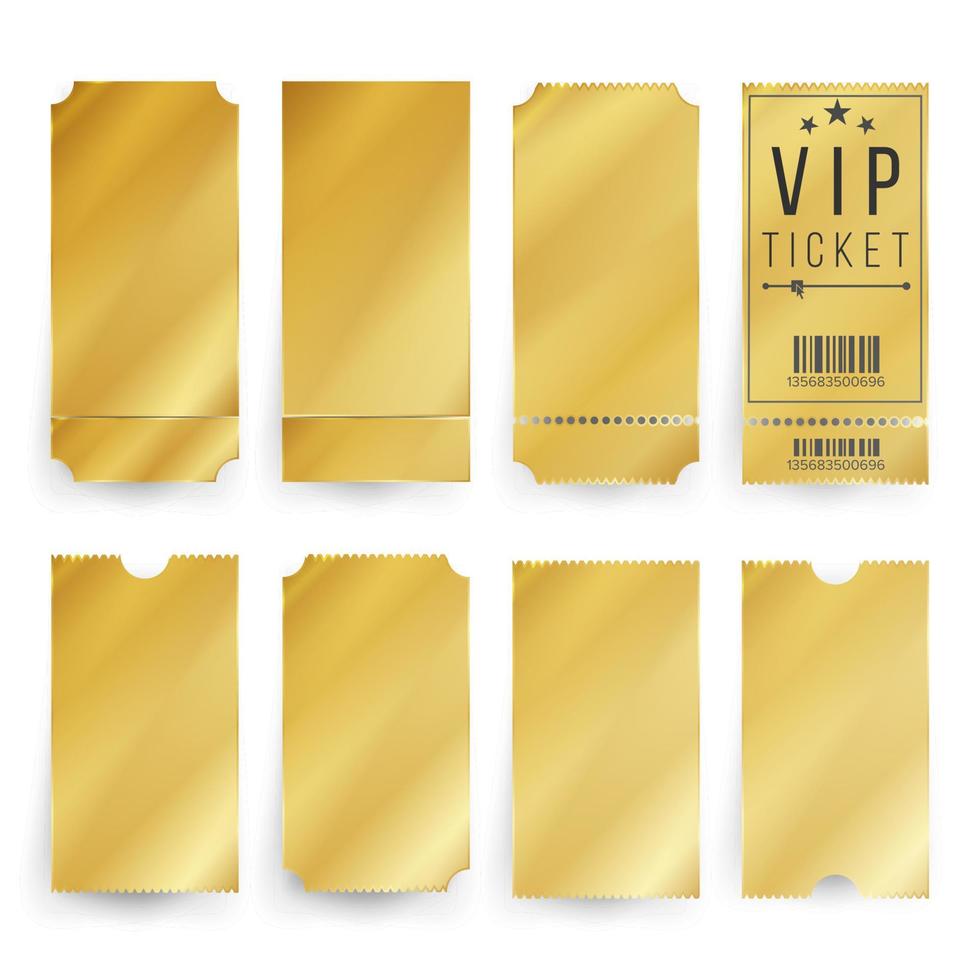 Vip Ticket Template Vector. Empty Golden Tickets And Coupons Blank. Isolated Illustration. vector