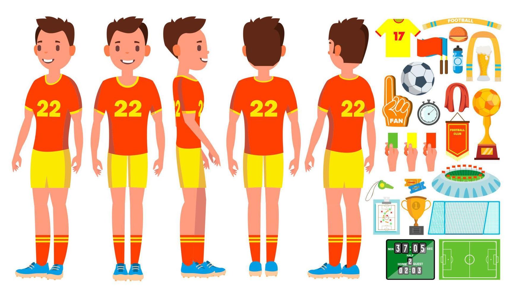 Soccer Player Male Vector. Football Action. Match Tournament. Isolated Flat Cartoon Character Illustration vector