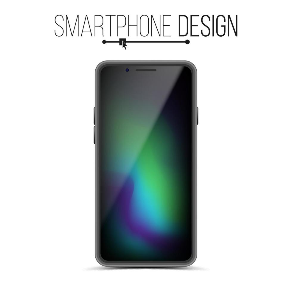 vector de diseño de maqueta de teléfono inteligente. vista frontal del teléfono móvil de moda negro moderno. aislado sobre fondo blanco. ilustración 3d realista