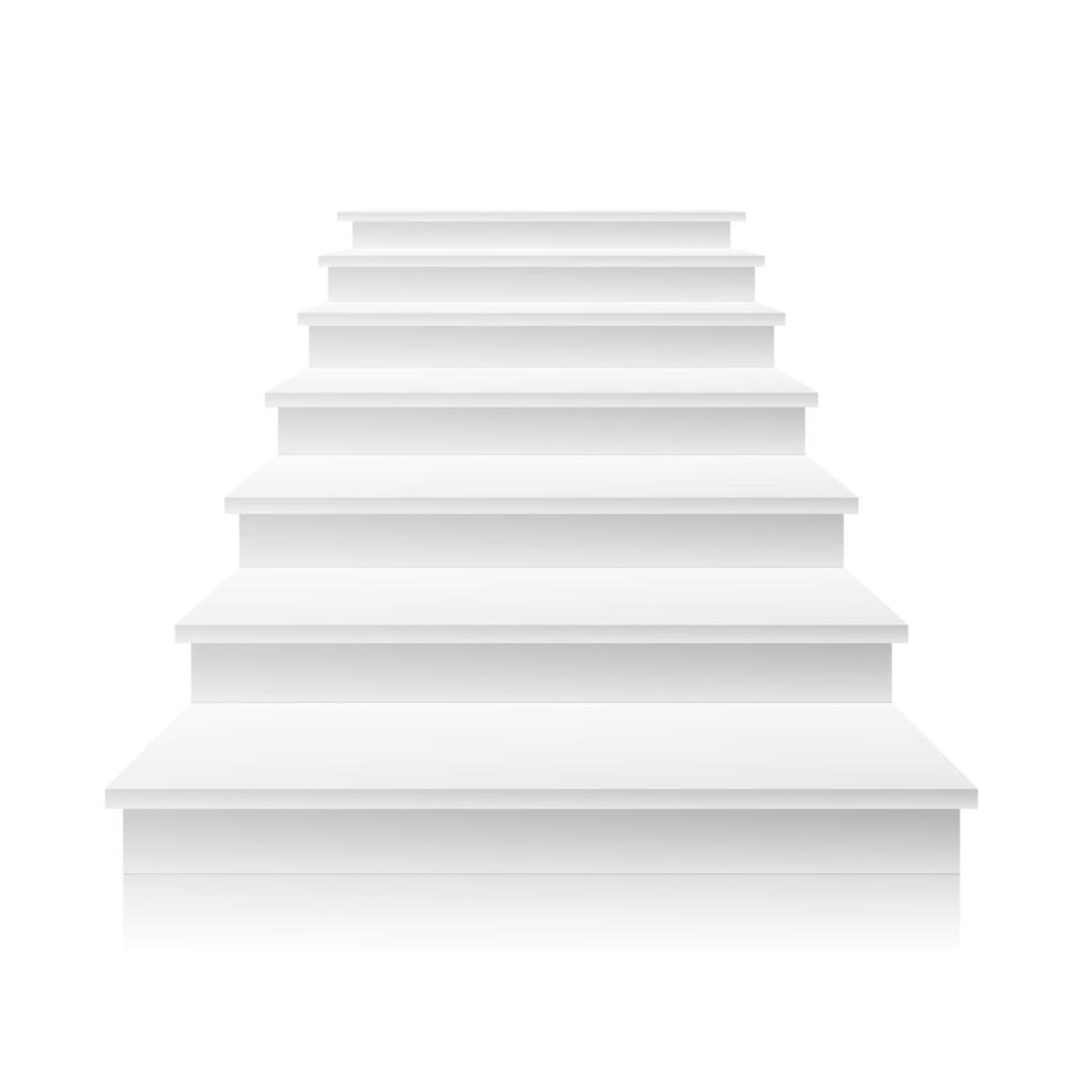 White Staircase Vector. 3D Realistic Illustration. Front View Of Clean White Empty Staircase Vector. Success Progress Concept. Isolated vector