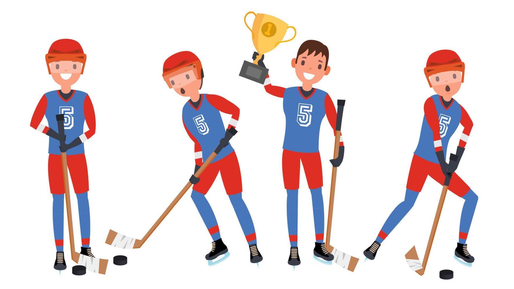 vector de jugador de hockey sobre hielo. concepto deportivo. atleta en acción. ilustración de personaje de dibujos animados