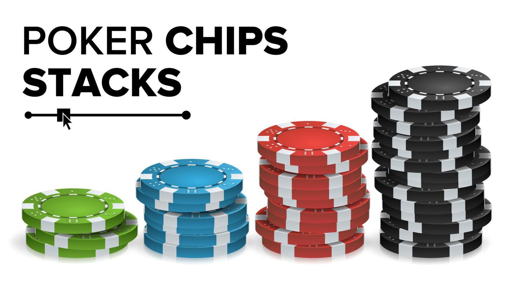 Casino Chips Stacks Vector. Realistic Colored Online Poker Game Chips Set Isolated Illustration. vector