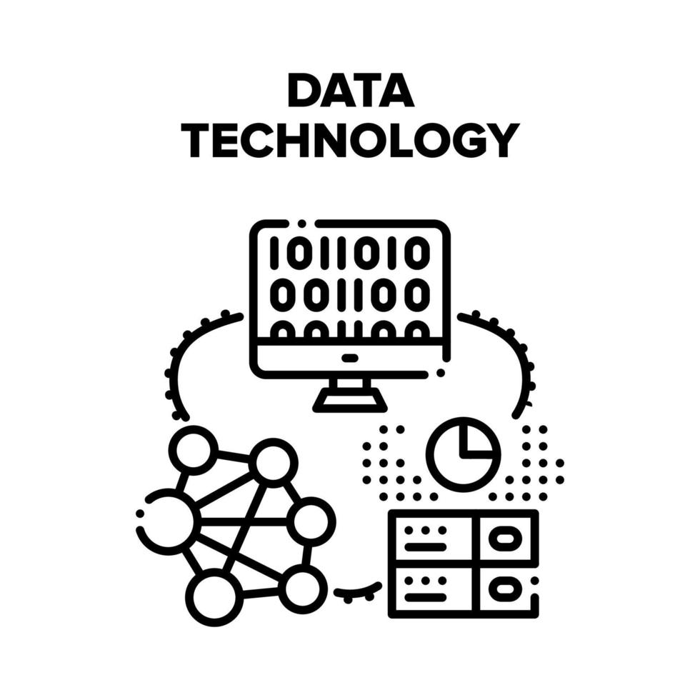 Data Technology Vector Black Illustration