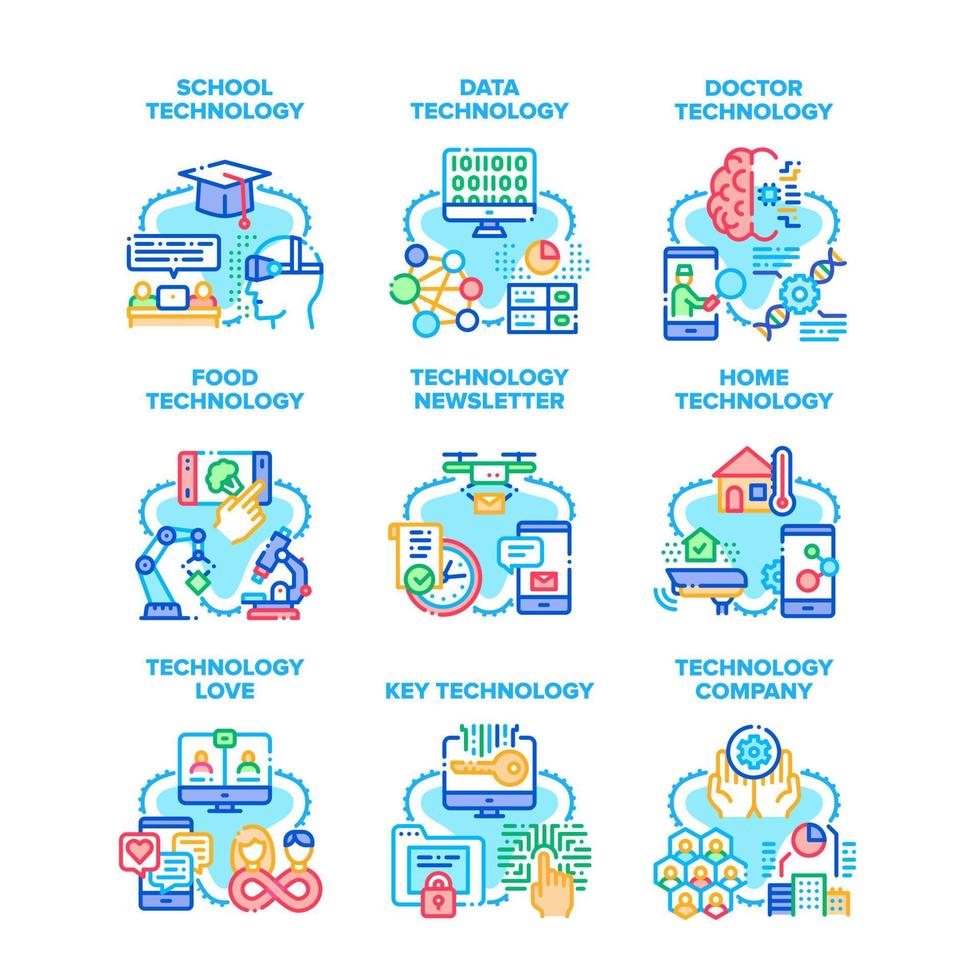 Technology Company Set Icons Vector Illustrations