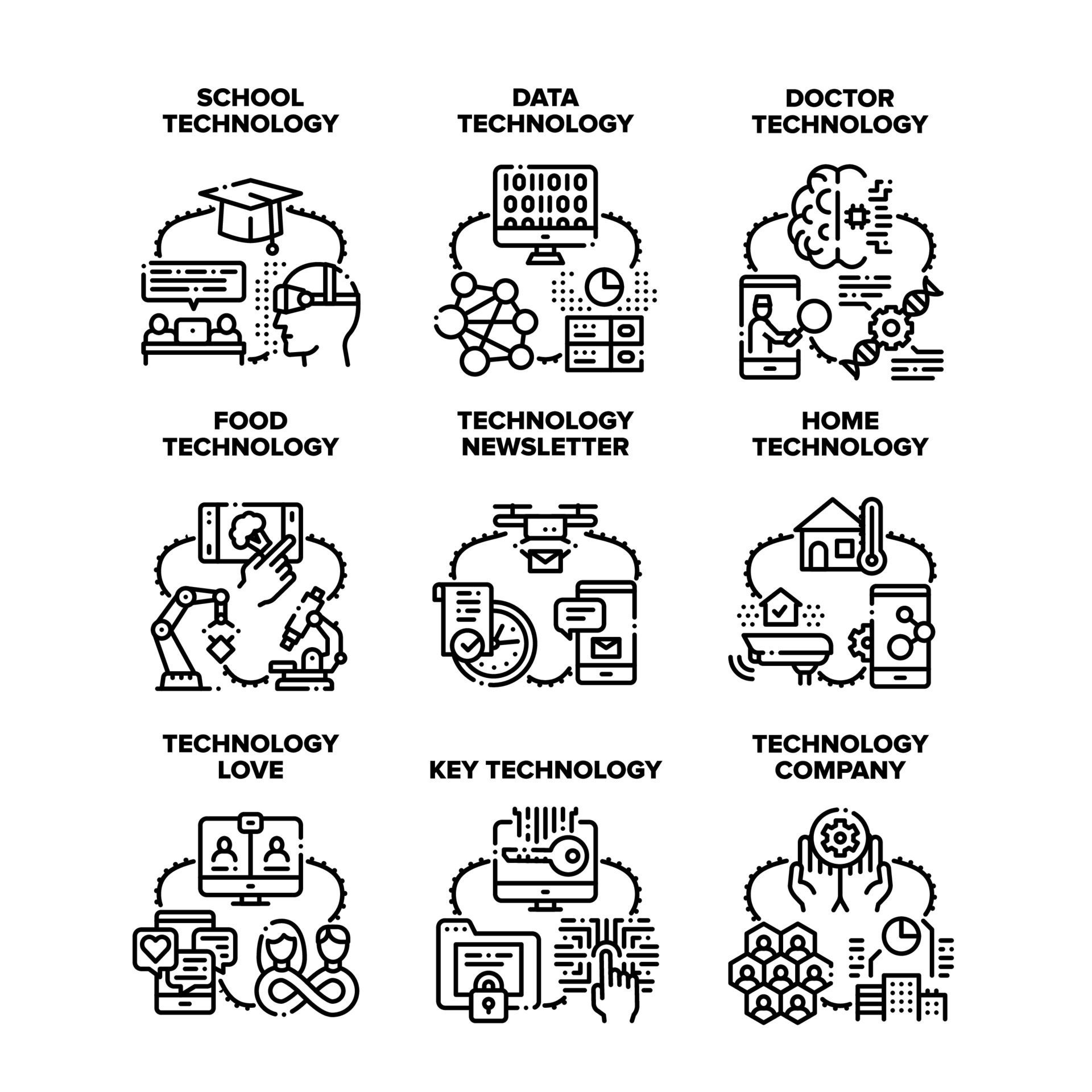 Technology Company Set Icons Vector Black Illustration 17441910 Vector ...