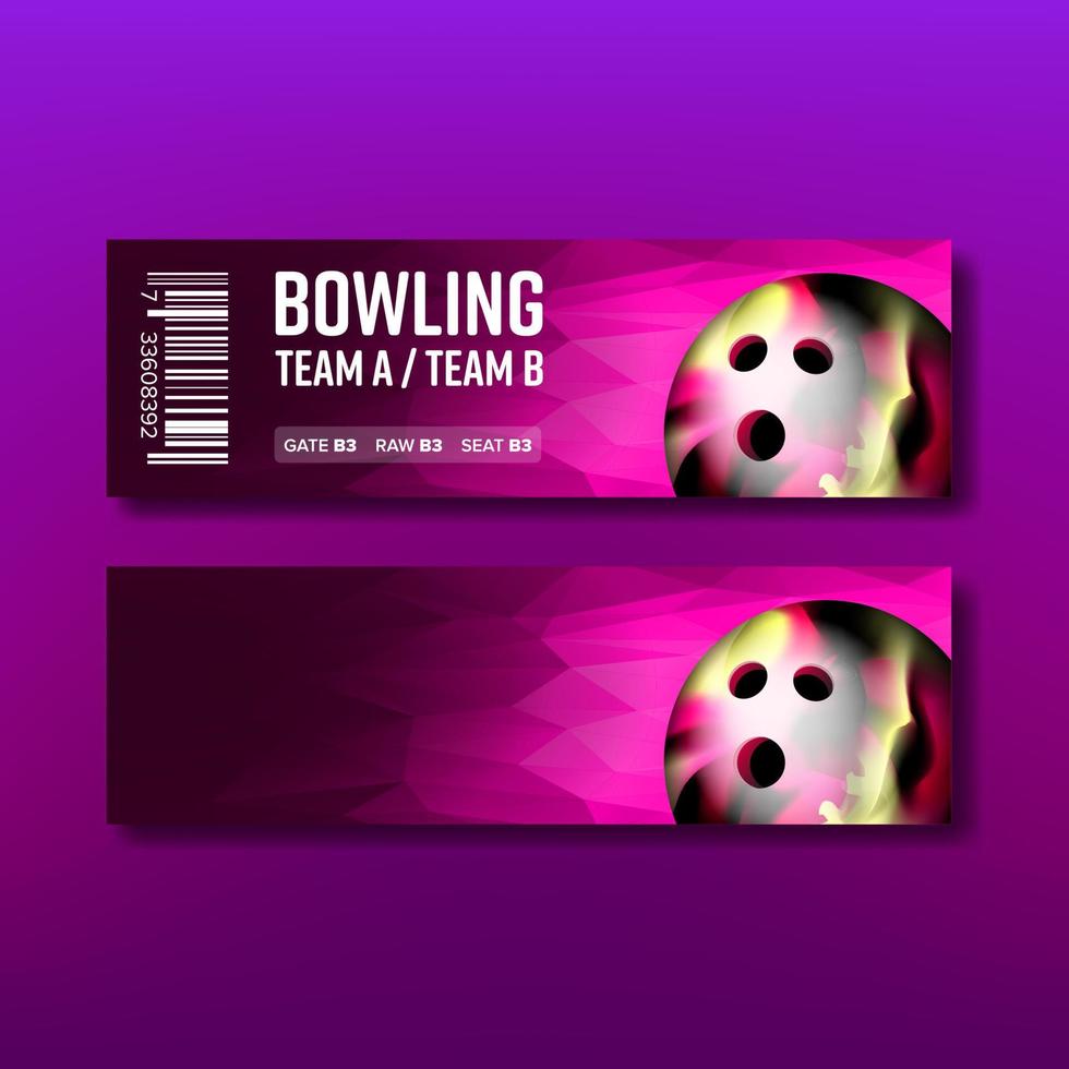 Purple Ticket On Bowling Game Template Vector