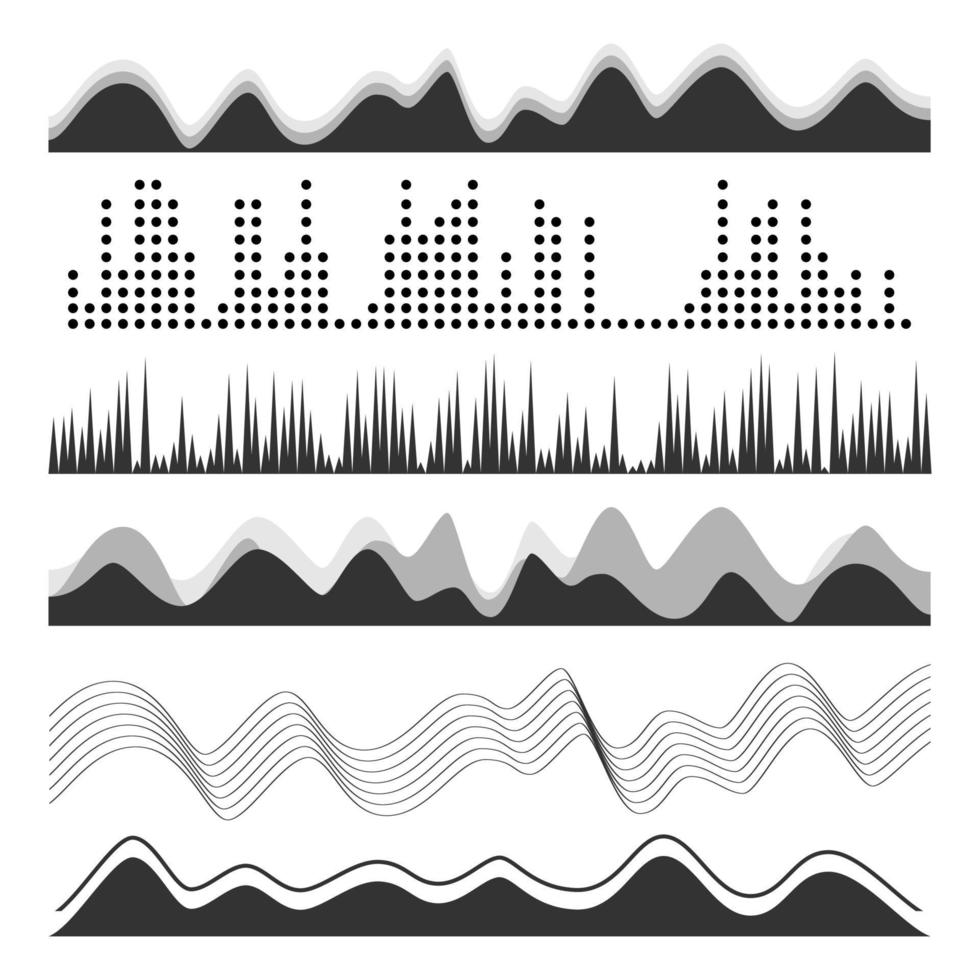 Music Sound Waves Pulse Abstract Vector. Digital Frequency Track Equalizer Illustration vector