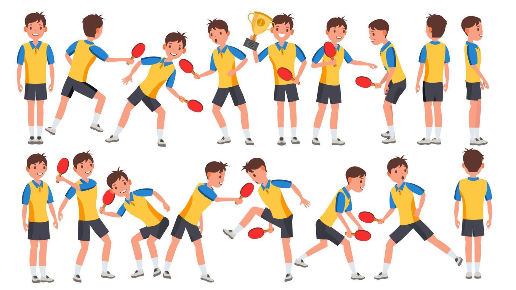 Table Tennis Man Player Male Vector. Receives The Ball. Stylized Player. Cartoon Athlete Character Illustration vector