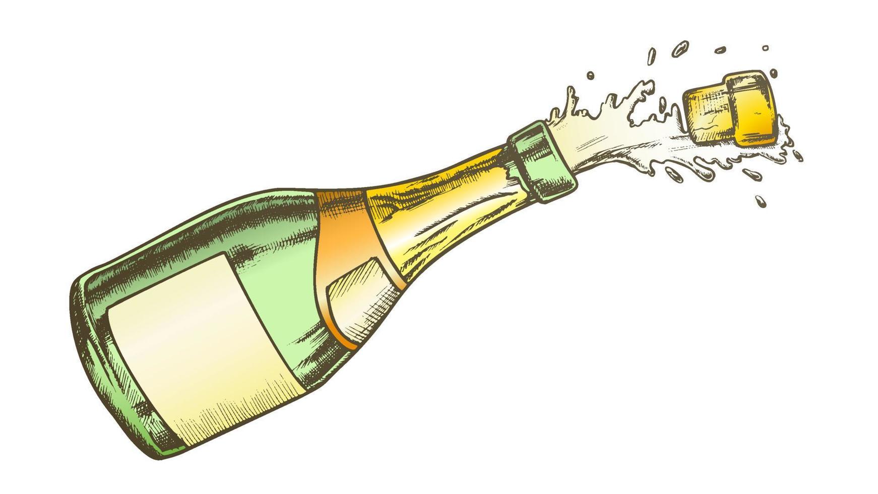 Champagne Blank Label Glass Bottle Color Vector