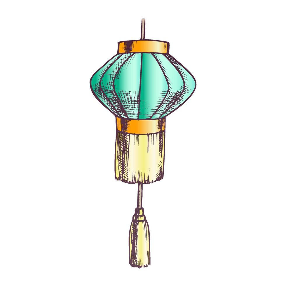 Chinese Lantern Traditional Decor Retro Color Vector