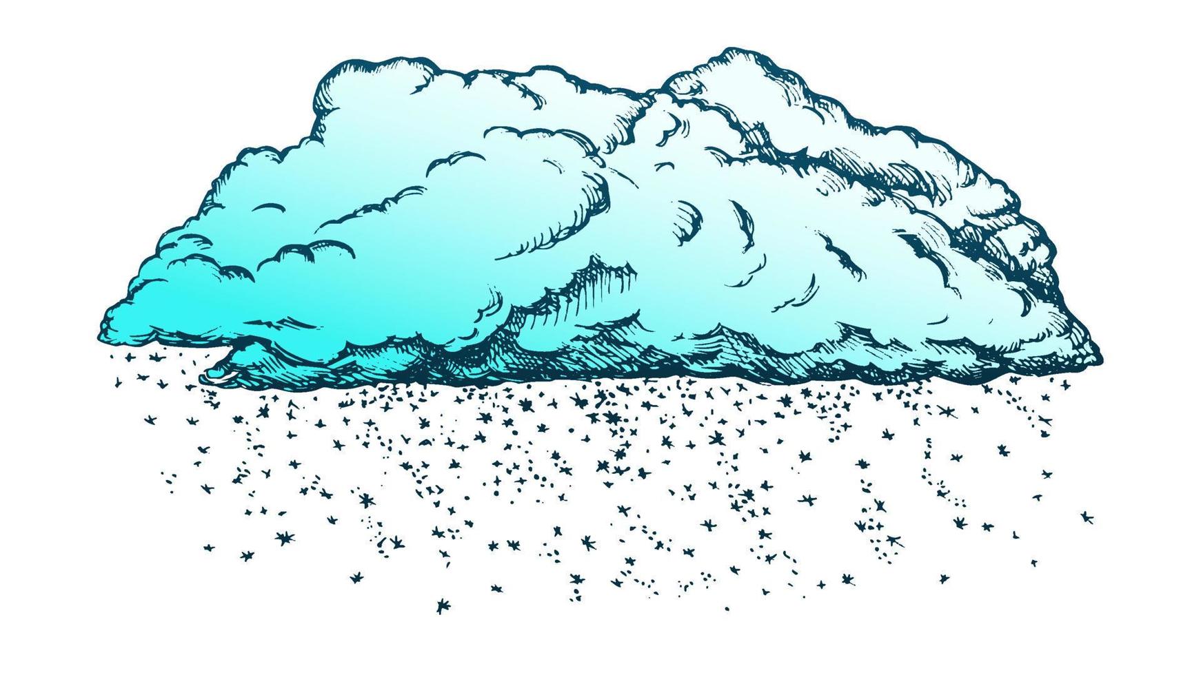 nube con copos de nieve cayendo vector de color