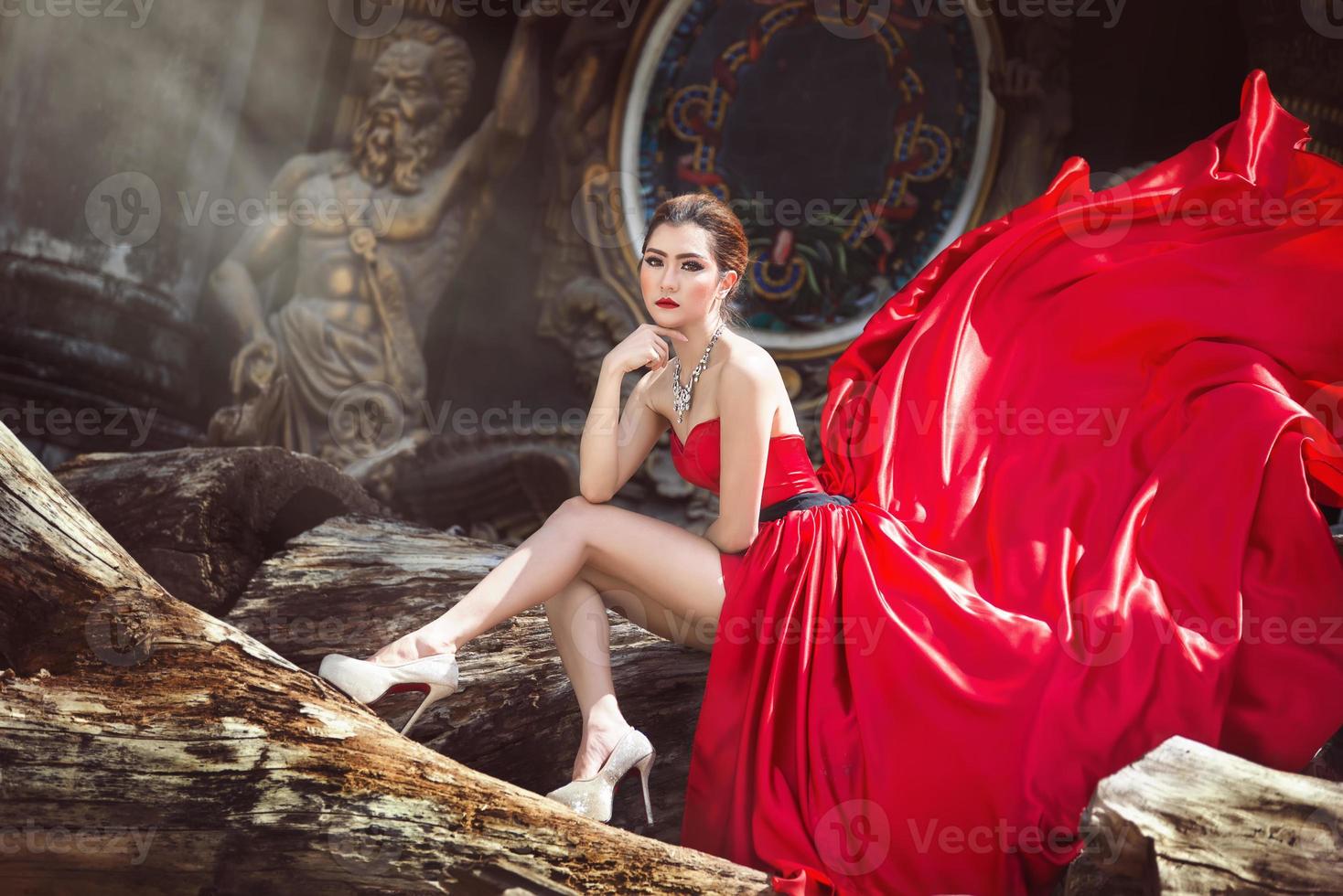 Beautiful woman in Red dress photo