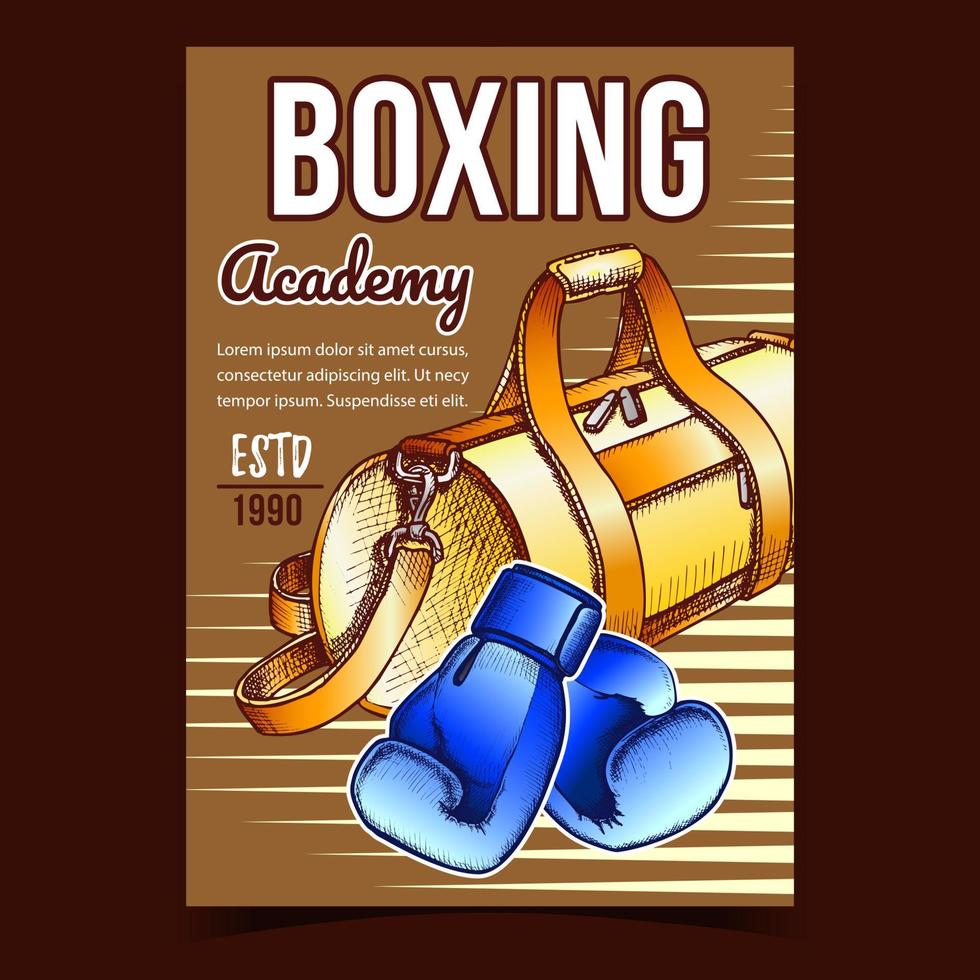 Boxing Sport Academy Advertising Banner Vector