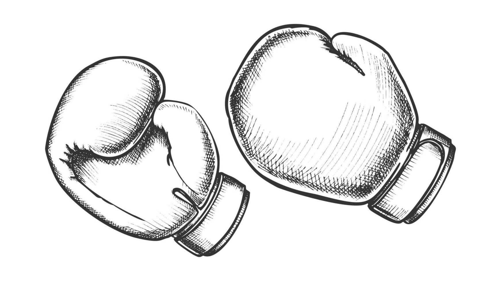 Boxing Gloves Sportive Equipment Monochrome Vector